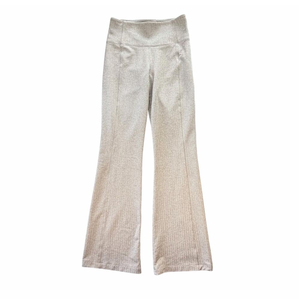 Athleta Beige Gray Delancey Herringbone Flare Comfort Career Workwear Pants